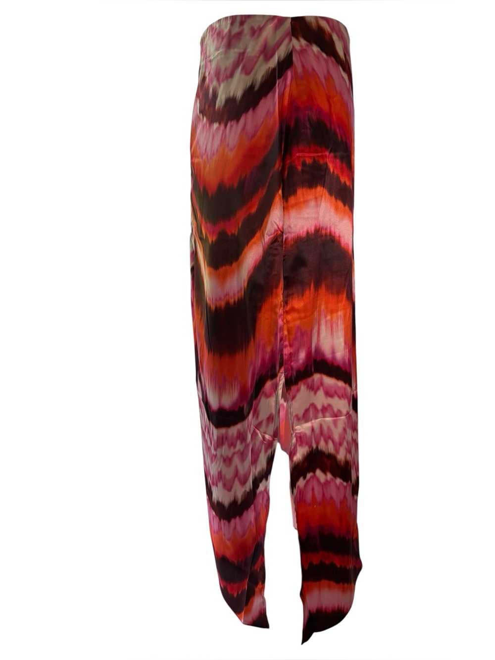 NWT Abstract Print Satin Maxi Skirt – Pink Orange & Black Statement Skirt - Picture 9 of 12